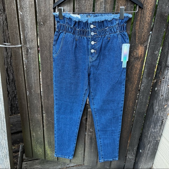 Tinseltown Denim Paperbag Raw Edge Waist Buttonfly Hi-Rise Skinny Jeans Sz 5/27 - Picture 8 of 16